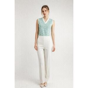 Vintage Hamilton 8 60-70s white and Aqua blue knit sleeveless jumpsuit Size 4-6